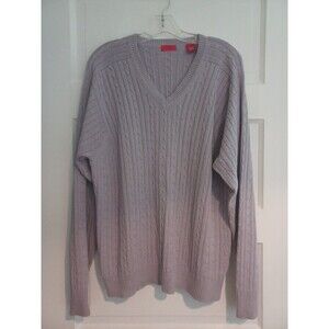 Izod lavender cable knit Vneck pullover sweater mens L preppy business casual